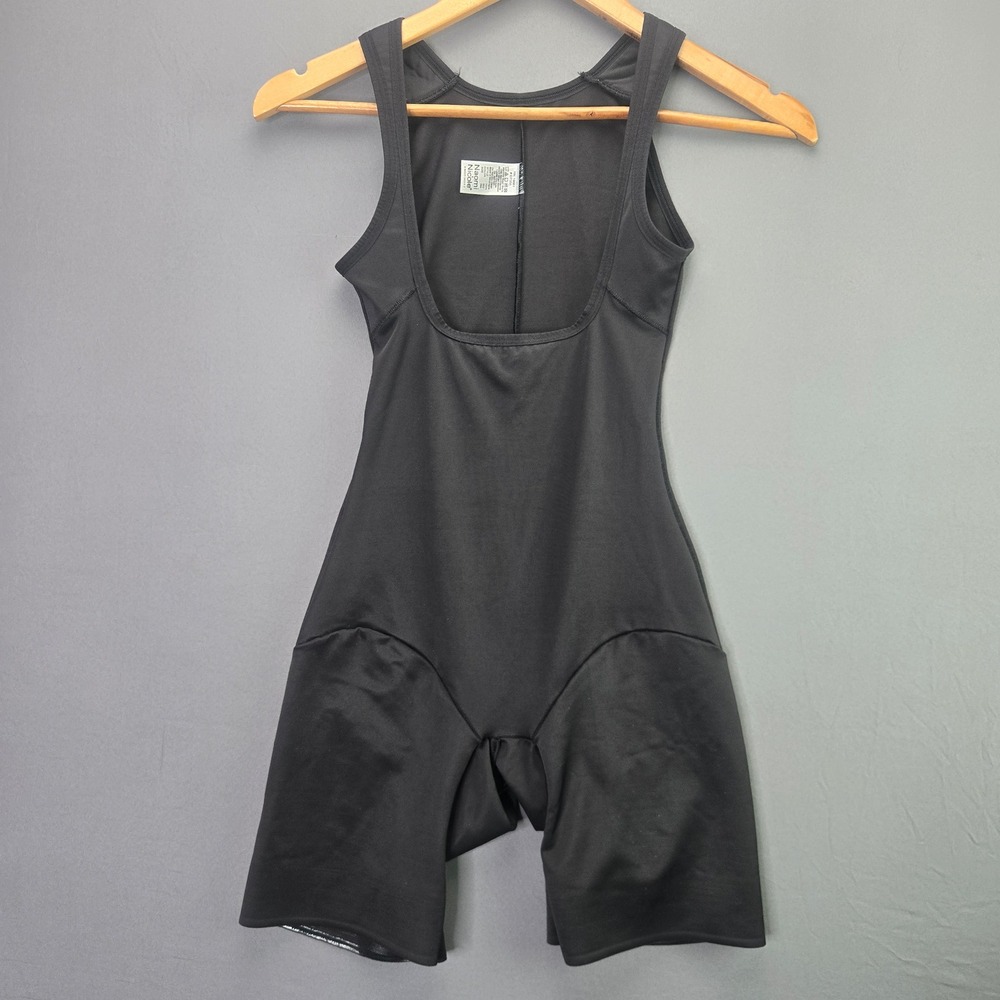 Naomi & Nicole Shapewear Bodysuit 7071 Size SM Black Open Bust Thigh Slimmer